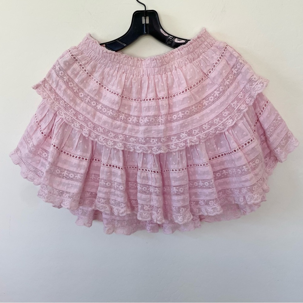 LOVESHACKFANCY Mini Ruffle Victorian Lace Skirt
